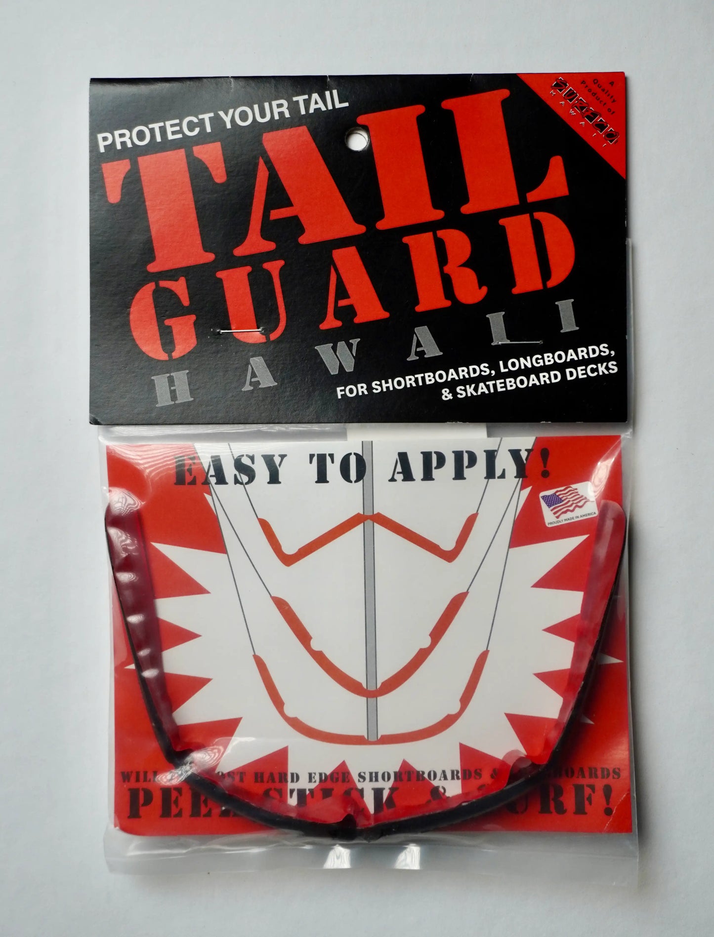 Balení černé verze SurfCo Hawaii Tail Guard Kit – originální ochrana ocasu surfboardu.