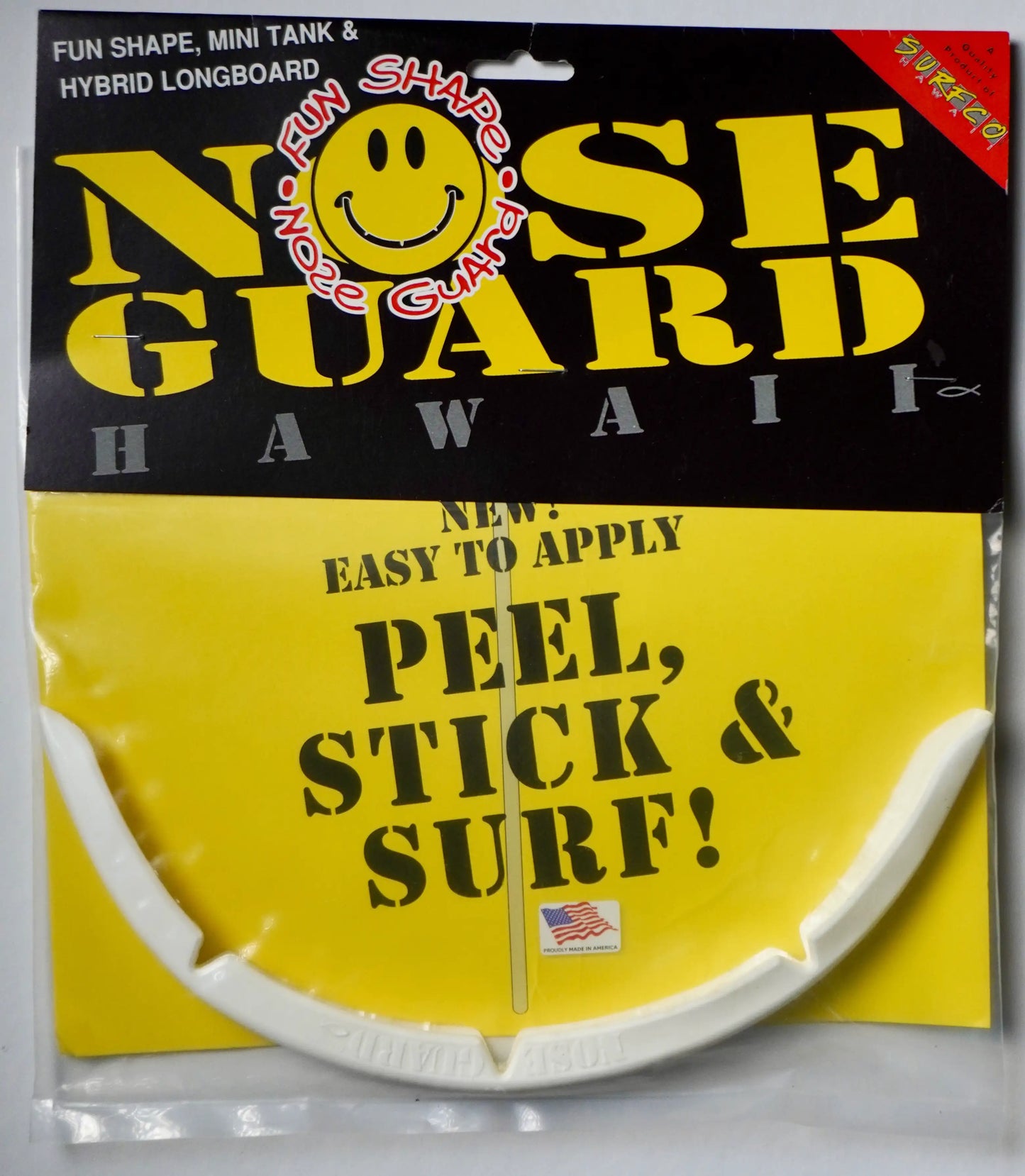 Balení SurfCo Hawaii Fun Shape Nose Guard Kit – bílý chránič nose pro funboardy, mini tanky a hybridní longboardy.