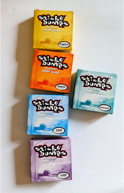 Set surfových vosku Sticky Bumps Tropical, Warm, Cool, Cold, Basecoat
